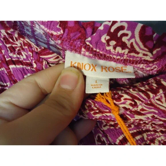 Knox Rose One Shoulder Smocked Maxi Dress Women Large Pink Floral Spring Cottage - Picture 5 of 9